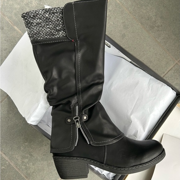 New! Boxed Women’s Spring Step Mid Calf Zippered Accent Boot Black Size 8.5M - Picture 3 of 7